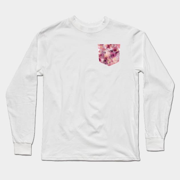 Pocket - Smoky Marble Watercolor Pink Long Sleeve T-Shirt by ninoladesign